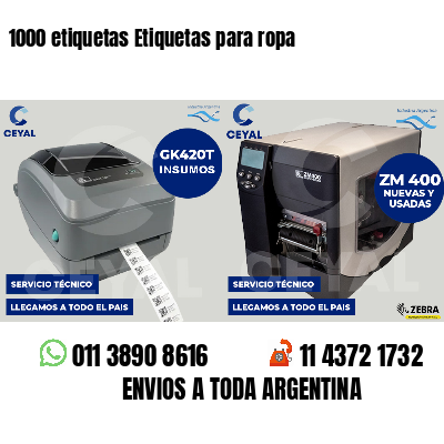 1000 etiquetas Etiquetas para ropa