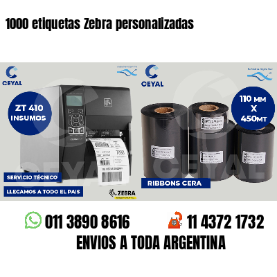 1000 etiquetas Zebra personalizadas