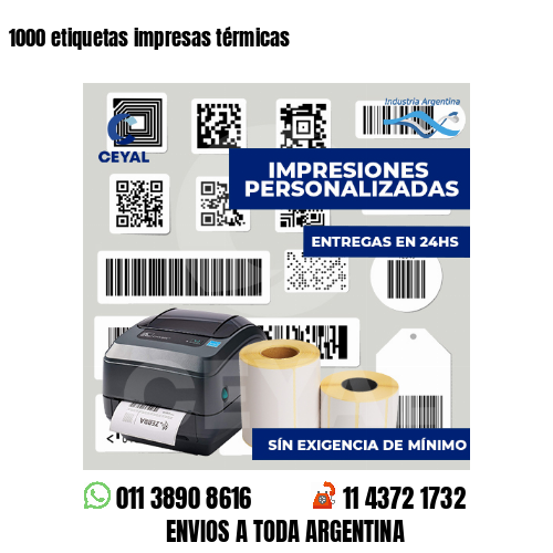 1000 etiquetas impresas térmicas