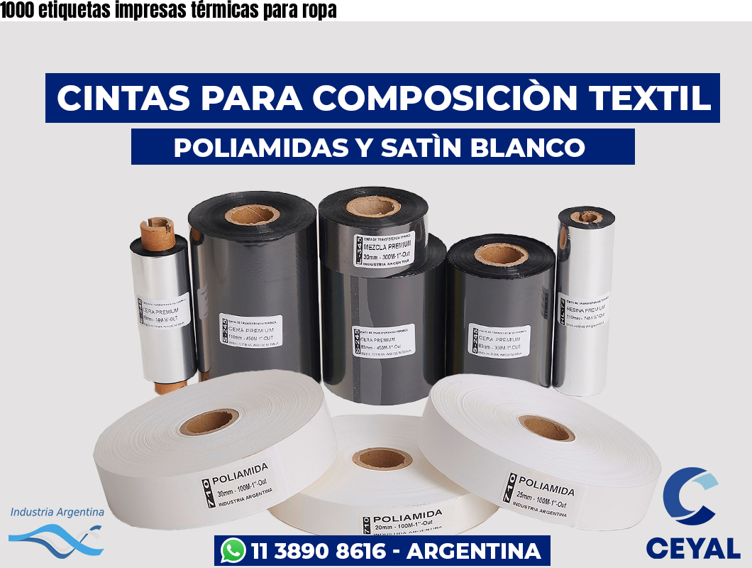 1000 etiquetas impresas térmicas para ropa