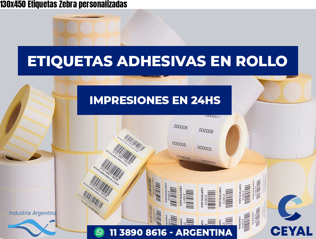 130×450 Etiquetas Zebra personalizadas