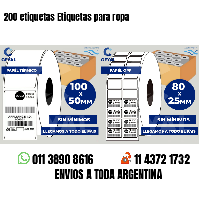 200 etiquetas Etiquetas para ropa