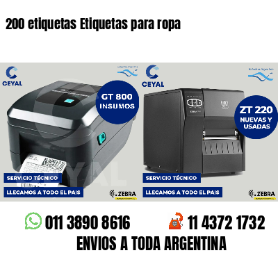 200 etiquetas Etiquetas para ropa