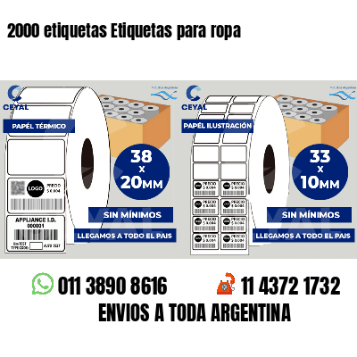 2000 etiquetas Etiquetas para ropa