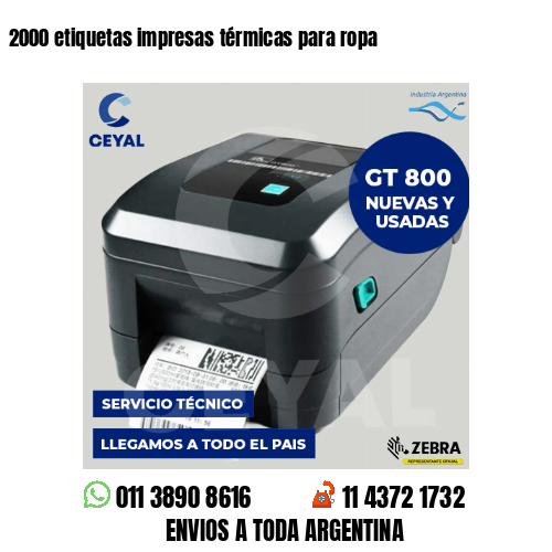 2000 etiquetas impresas térmicas para ropa