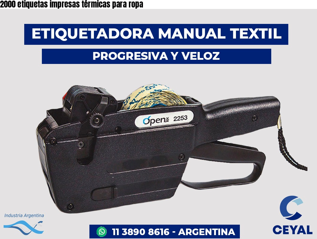 2000 etiquetas impresas térmicas para ropa