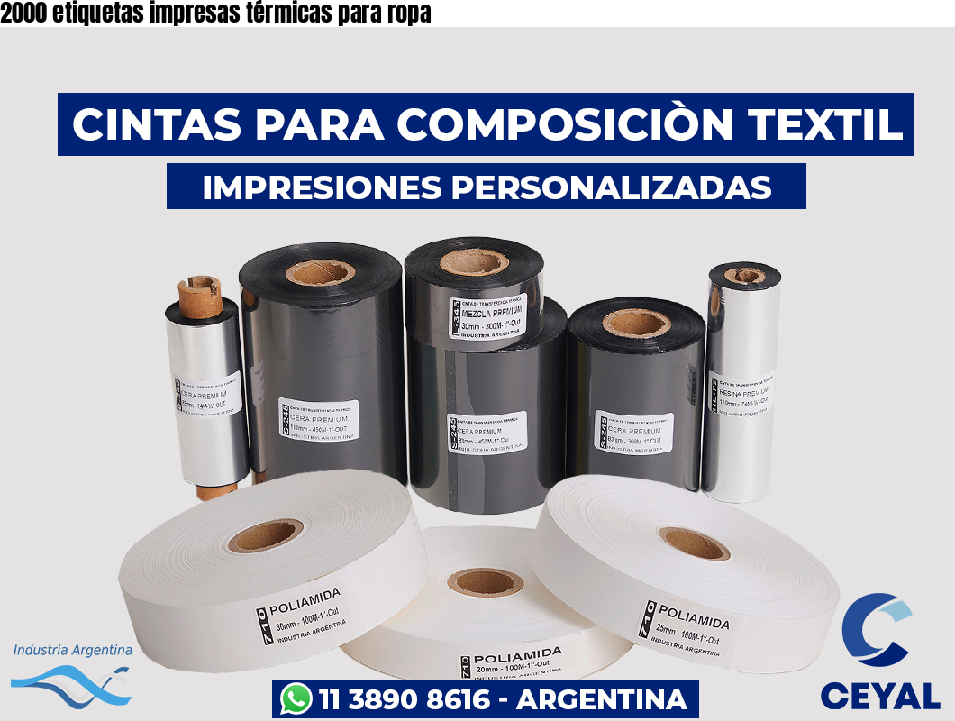 2000 etiquetas impresas térmicas para ropa