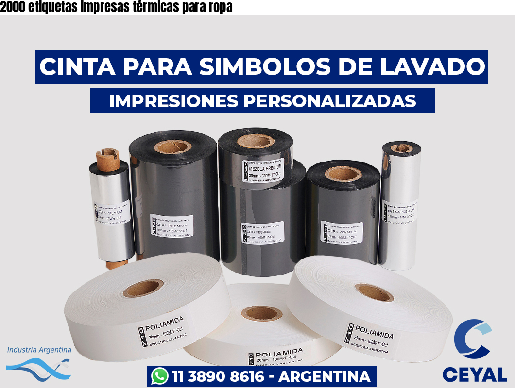 2000 etiquetas impresas térmicas para ropa