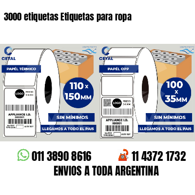 3000 etiquetas Etiquetas para ropa