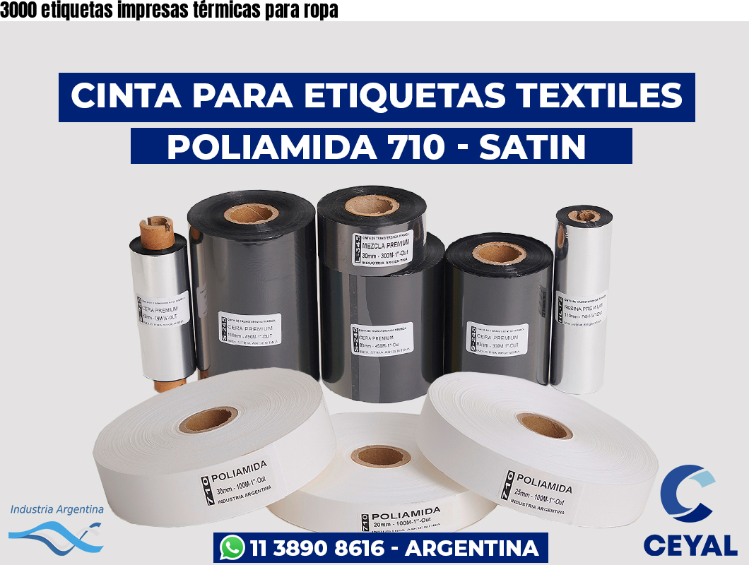 3000 etiquetas impresas térmicas para ropa