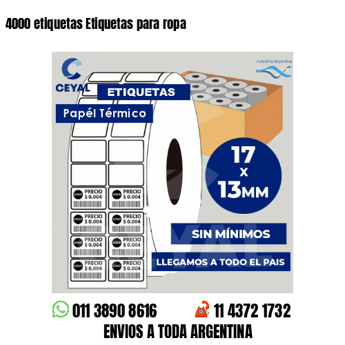 4000 etiquetas Etiquetas para ropa