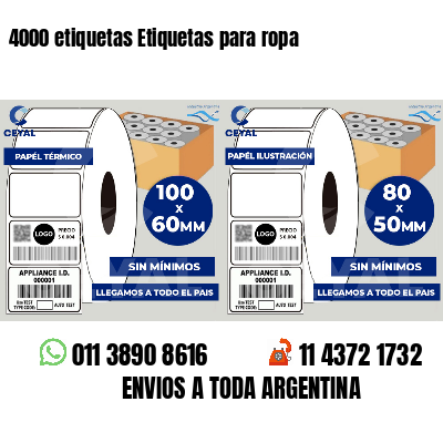 4000 etiquetas Etiquetas para ropa