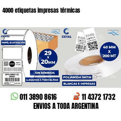 4000 etiquetas impresas térmicas