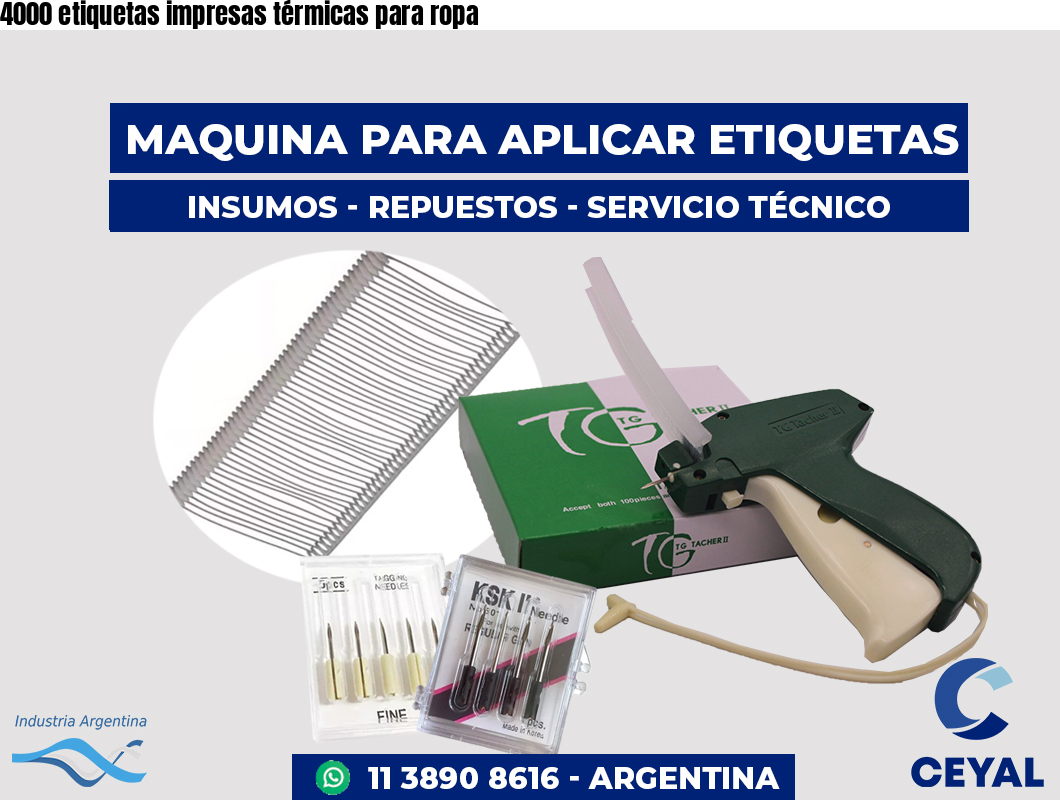 4000 etiquetas impresas térmicas para ropa
