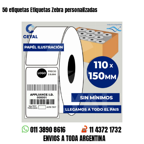 50 etiquetas Etiquetas Zebra personalizadas