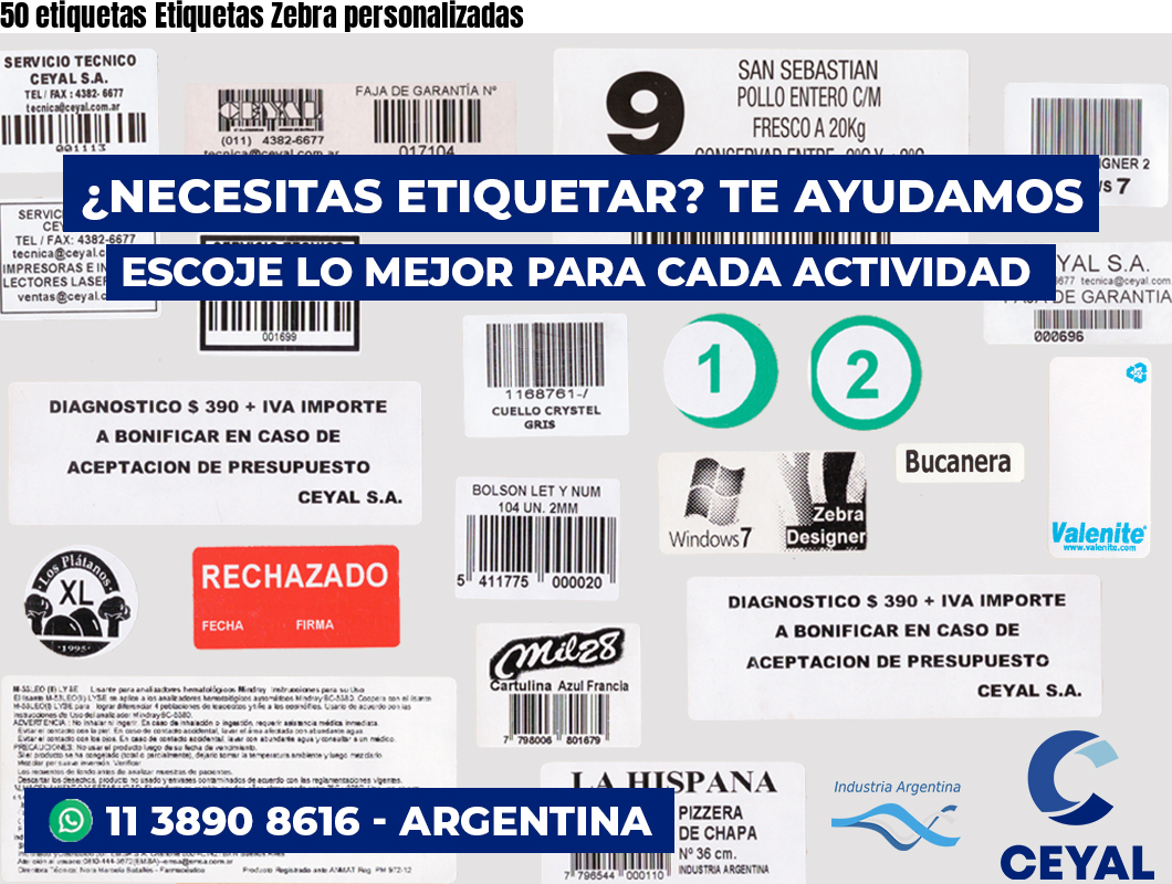 50 etiquetas Etiquetas Zebra personalizadas