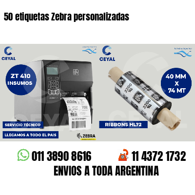 50 etiquetas Zebra personalizadas