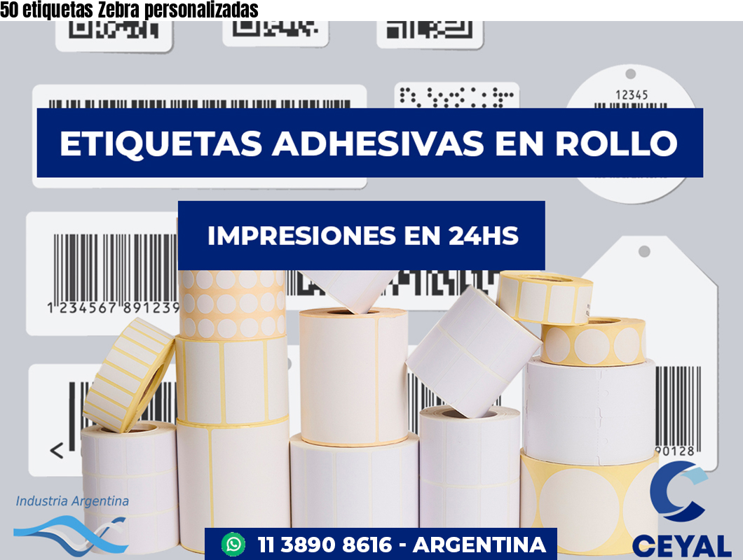 50 etiquetas Zebra personalizadas