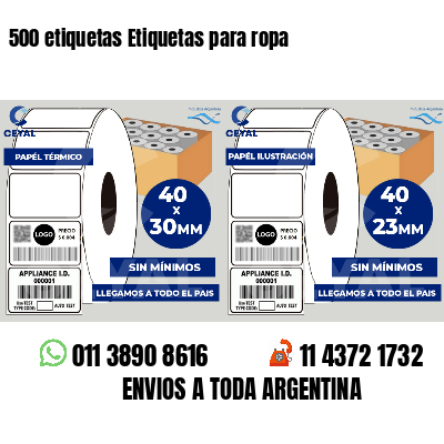 500 etiquetas Etiquetas para ropa