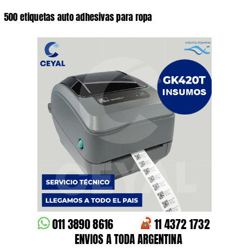 500 etiquetas auto adhesivas para ropa
