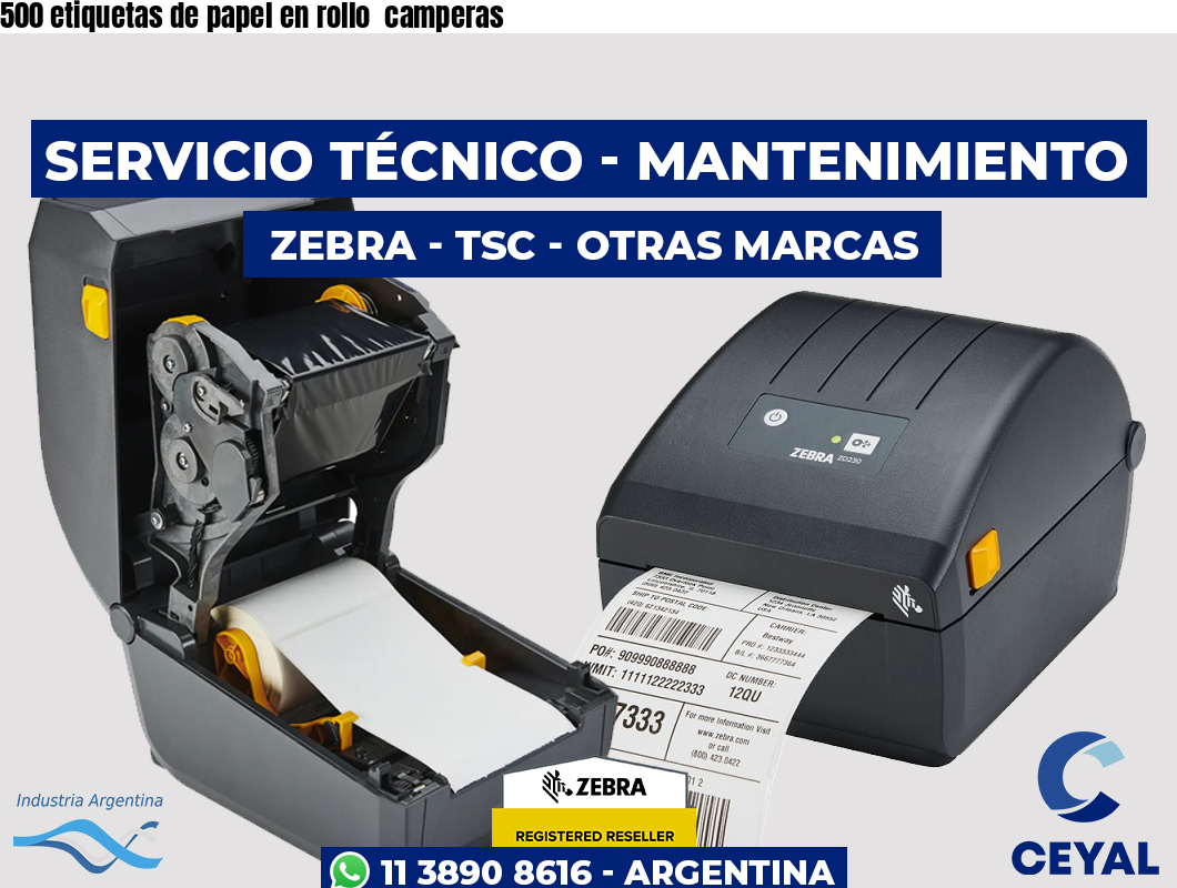 500 etiquetas de papel en rollo  camperas