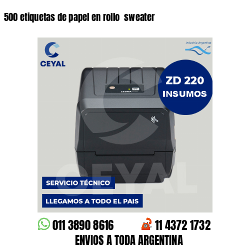 500 etiquetas de papel en rollo  sweater