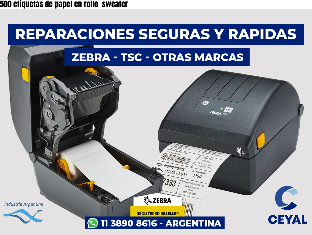 500 etiquetas de papel en rollo  sweater