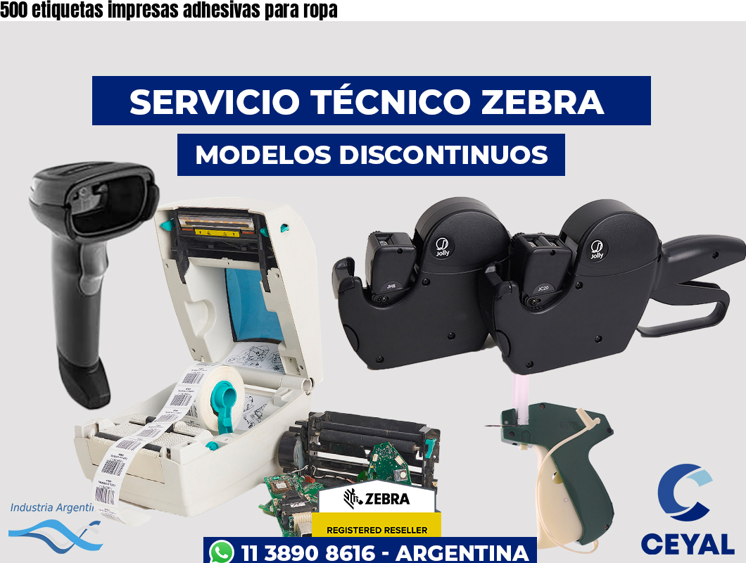 500 etiquetas impresas adhesivas para ropa