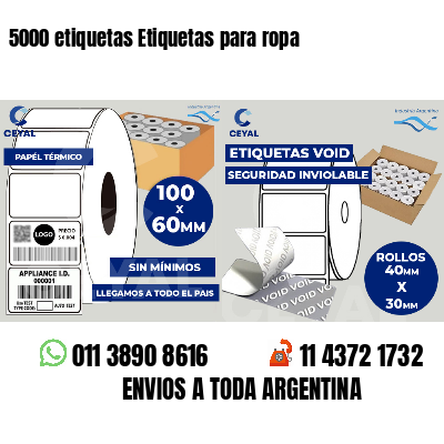 5000 etiquetas Etiquetas para ropa