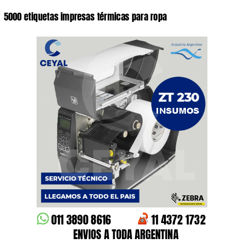 5000 etiquetas impresas térmicas para ropa