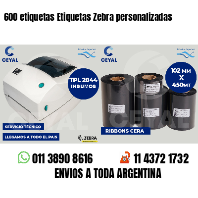600 etiquetas Etiquetas Zebra personalizadas