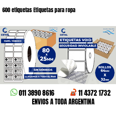 600 etiquetas Etiquetas para ropa