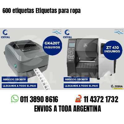 600 etiquetas Etiquetas para ropa