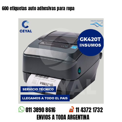 600 etiquetas auto adhesivas para ropa