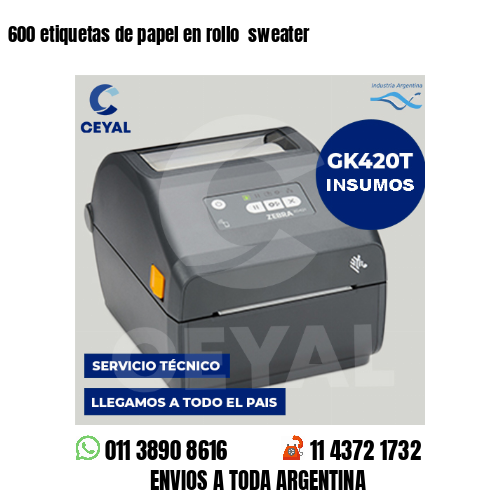 600 etiquetas de papel en rollo sweater