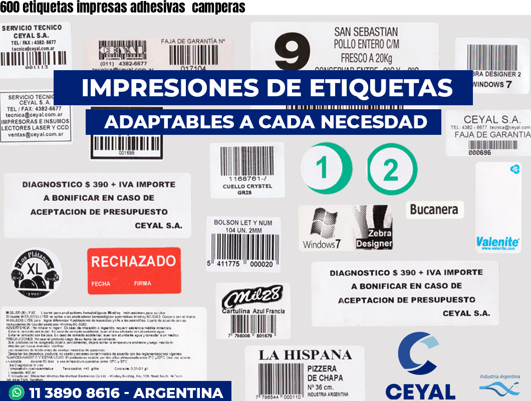 600 etiquetas impresas adhesivas  camperas