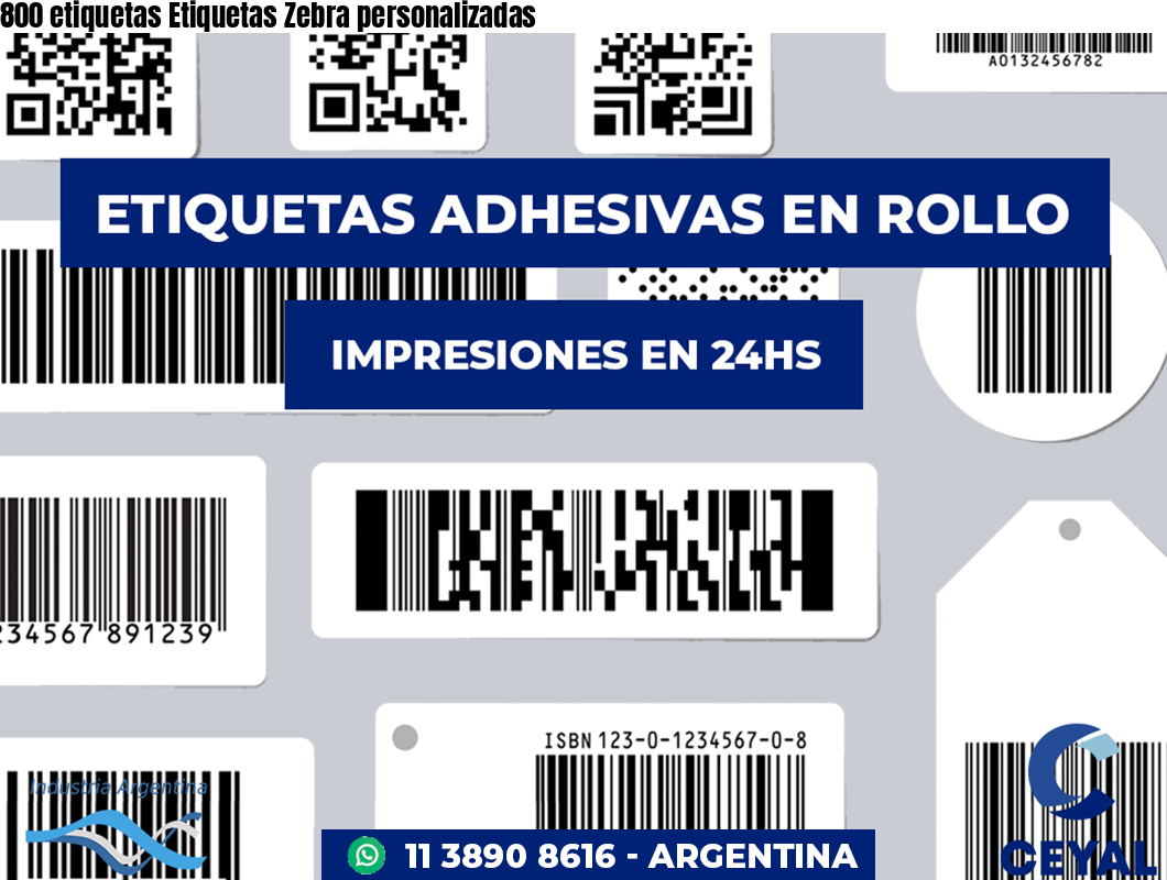 800 etiquetas Etiquetas Zebra personalizadas