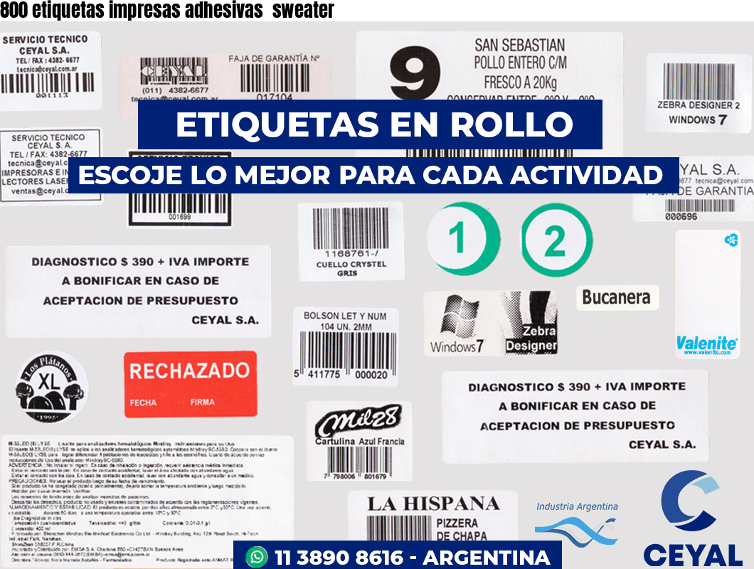 800 etiquetas impresas adhesivas  sweater