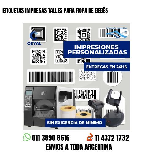 ETIQUETAS IMPRESAS TALLES PARA ROPA DE BEBÉS