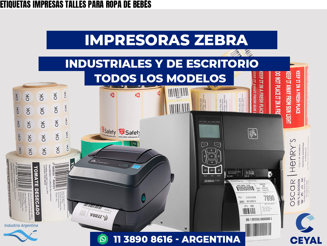 ETIQUETAS IMPRESAS TALLES PARA ROPA DE BEBÉS