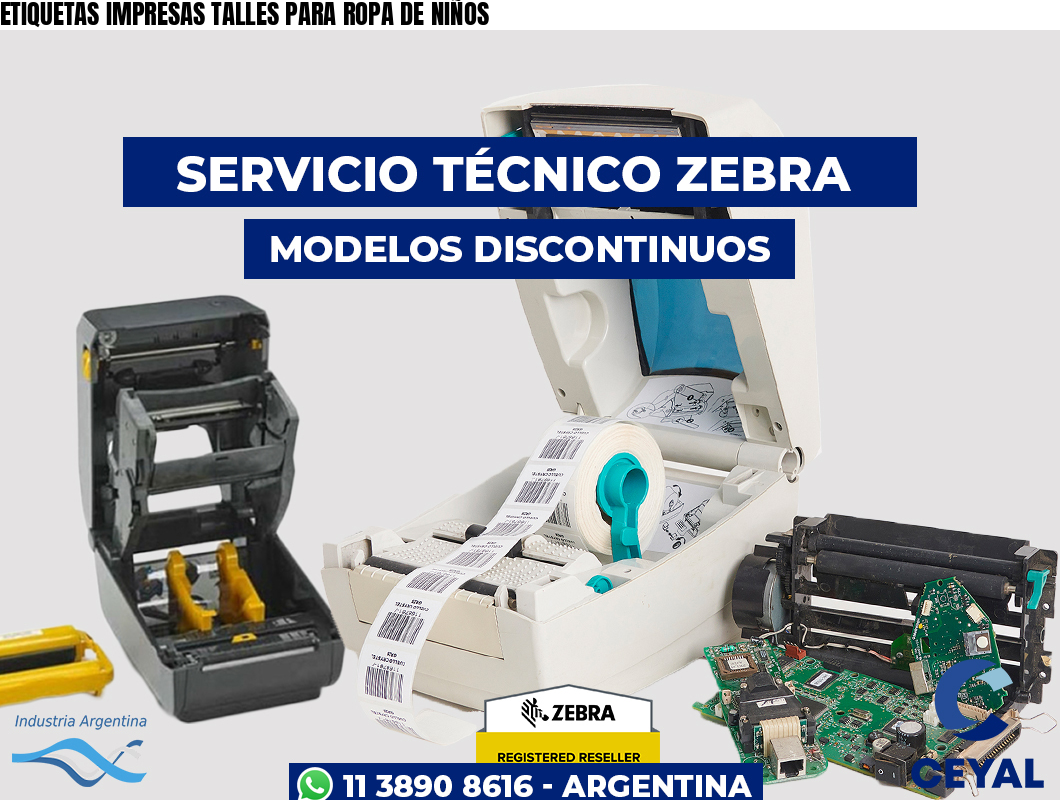 ETIQUETAS IMPRESAS TALLES PARA ROPA DE NIÑOS