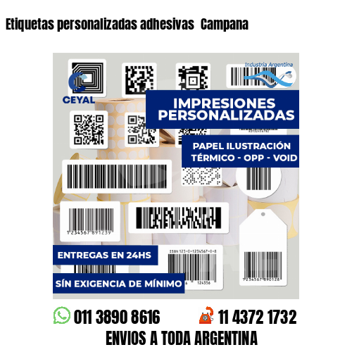 Etiquetas personalizadas adhesivas  Campana