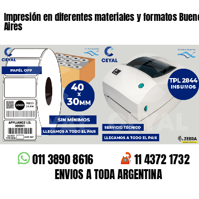 Impresión en diferentes materiales y formatos Buenos Aires