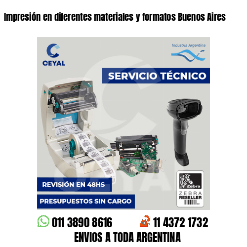 Impresión en diferentes materiales y formatos Buenos Aires
