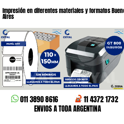 Impresión en diferentes materiales y formatos Buenos Aires