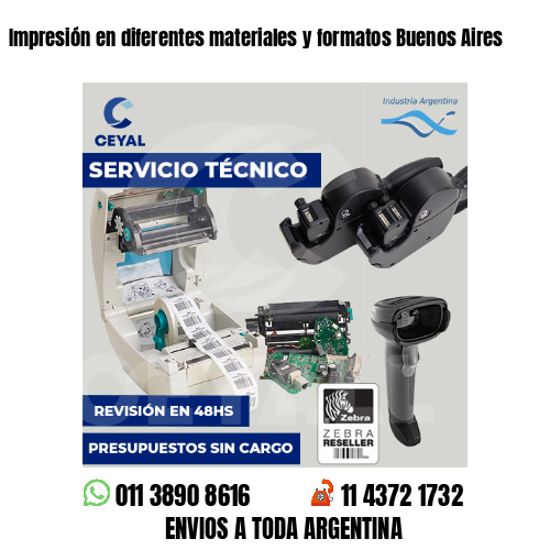 Impresión en diferentes materiales y formatos Buenos Aires