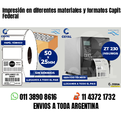 Impresión en diferentes materiales y formatos Capital Federal