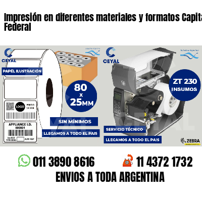 Impresión en diferentes materiales y formatos Capital Federal