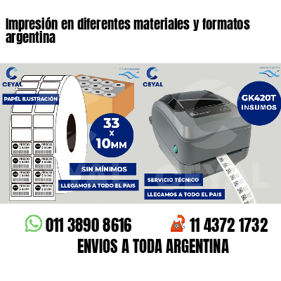 Impresión en diferentes materiales y formatos argentina