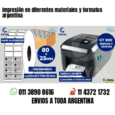 Impresión en diferentes materiales y formatos argentina